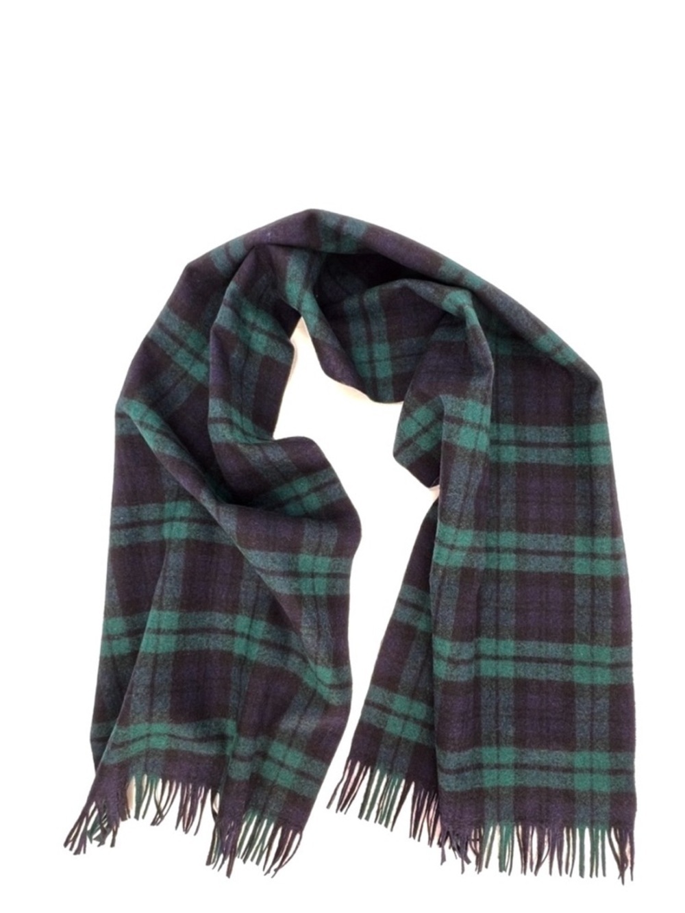 Vintage Pendleton Black Watch Tartan Plaid Wool Women’s Scarf Fringed Vtg EUC